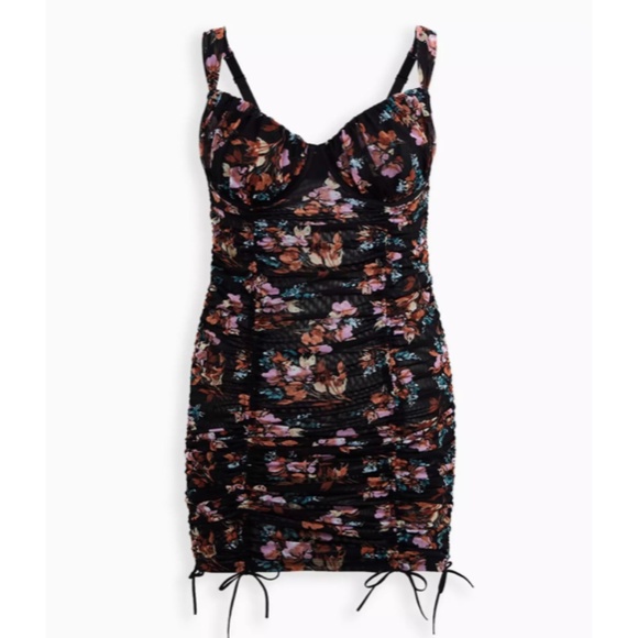 TORRID Ruched Mesh Chemise Flower Sprigs Size 4X - Picture 6 of 16